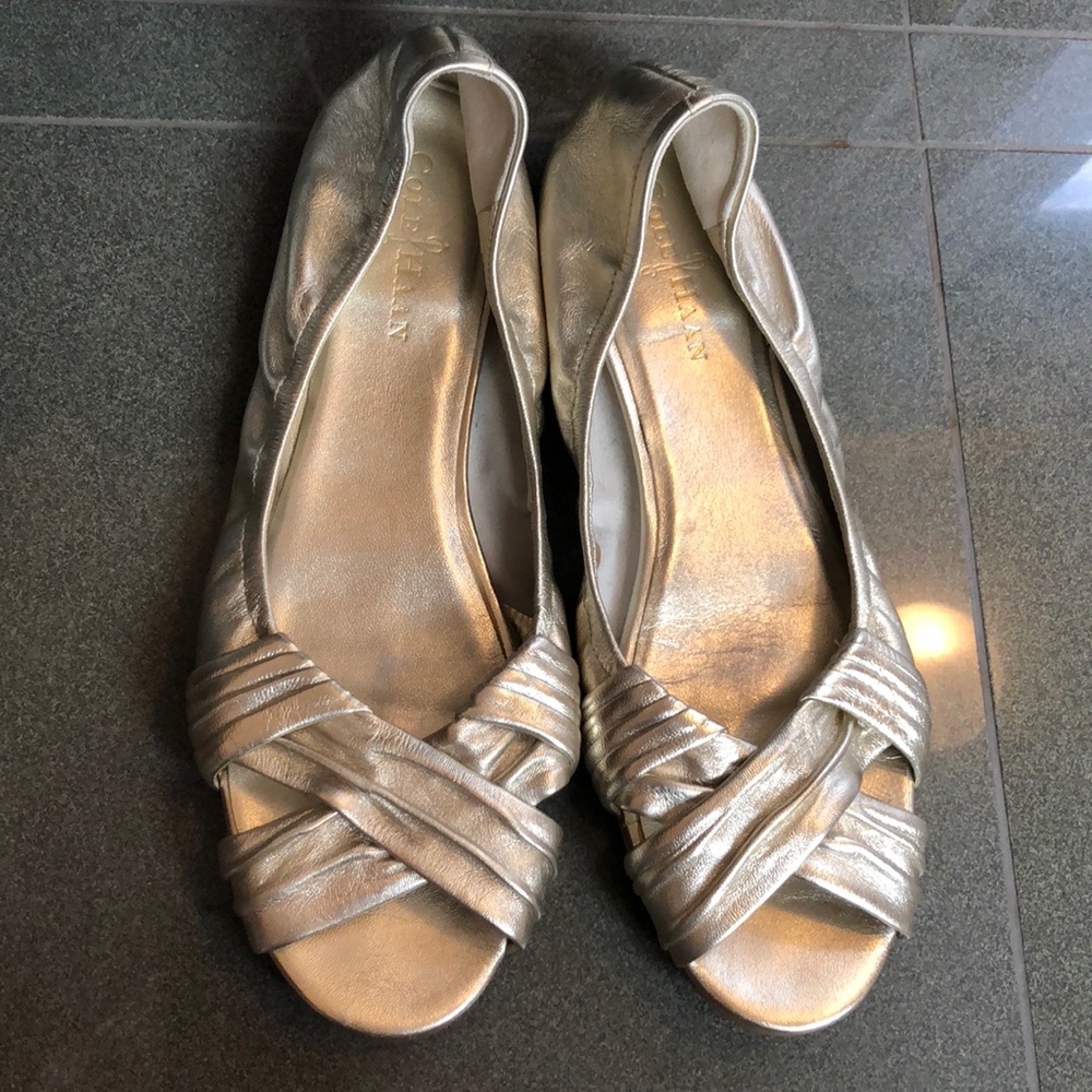 Gold Cole Haan flats